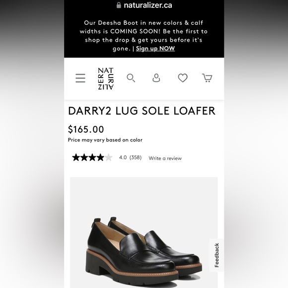 Naturalizer Darry leather loafers lug sole women's 6 - Picture 2 of 2